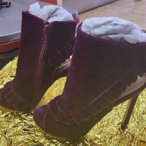 Elegant Purple Velvet Women's Heels